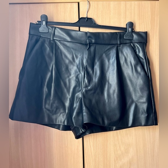 Zara Pants - Zara black faux leather shorts size UK XL